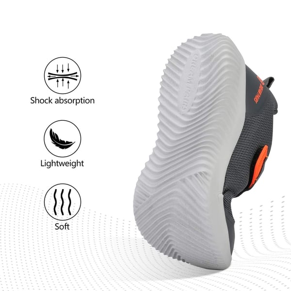 [EZ-Ons BreezeRunners] Breathable And Lightweight Kids Running Sneakers - GREY ORANGE - 1